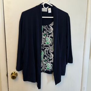 Alfred Dunner Women’s Top Navy/Green Size PL
